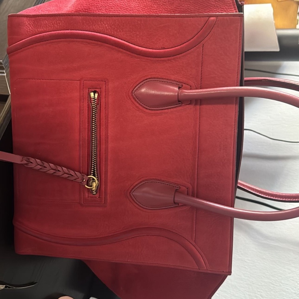 Celine red suede phantom bag